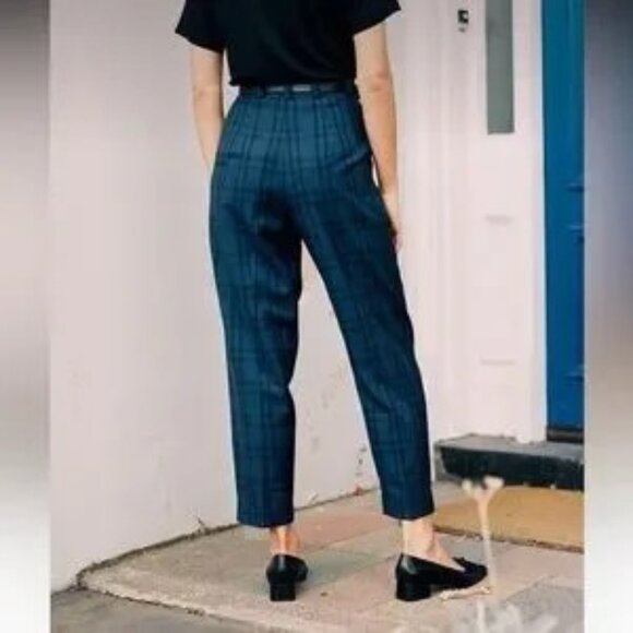 caves collect Pants - ❤️‍🔥NWT❤️‍🔥 Caves Collect Alice Ciggie Trousers in Blue Check, AU size 8 = us4